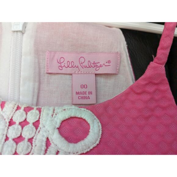 Lilly Pulitzer Sz 00 ANNABELLE Pink Sleeveless Halter Tank Top - Picture 4 of 8